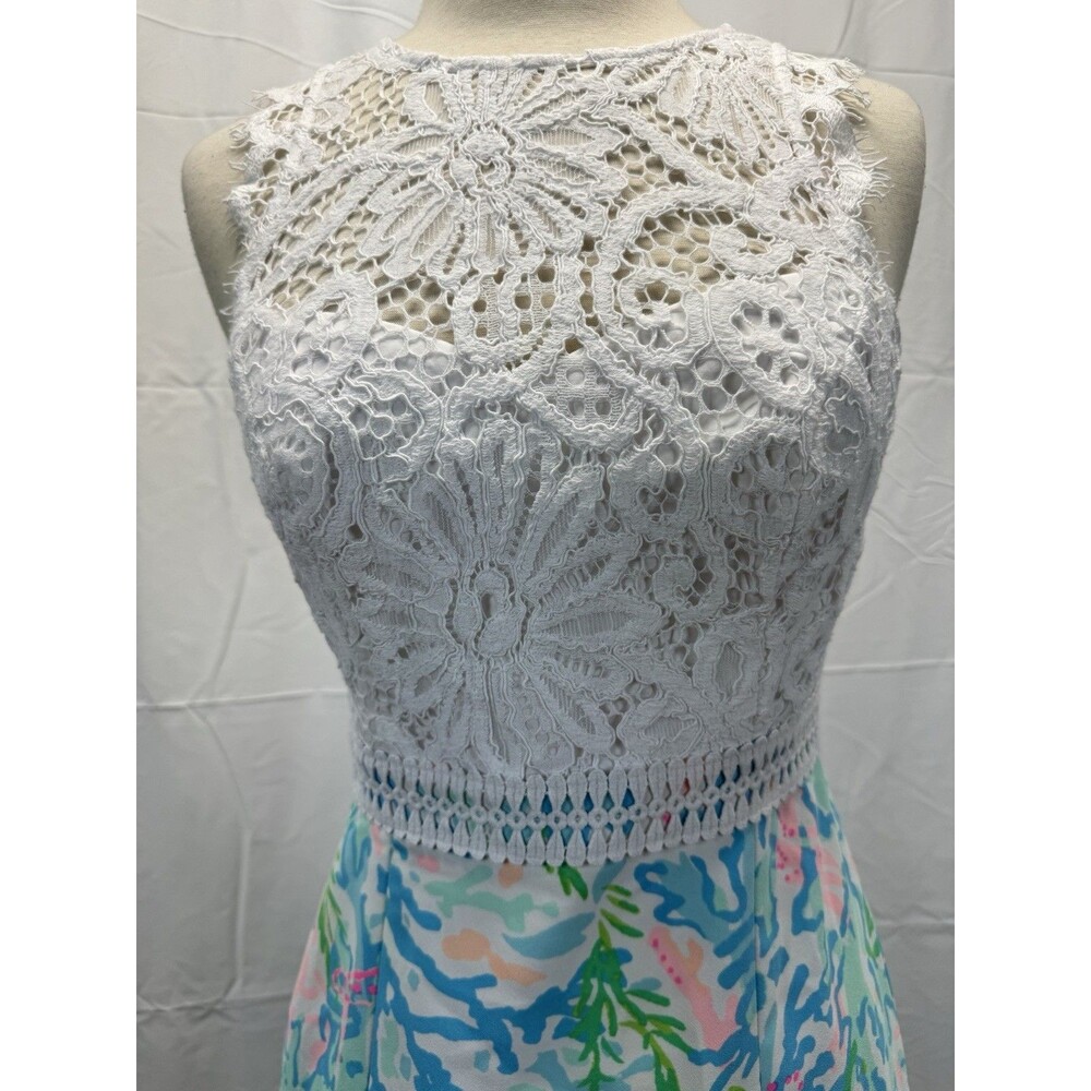 Lilly Pulitzer Sharice Stretch Shift Dress 00 in Multi Coral Bay Sleeveless Luxe - Picture 9 of 9
